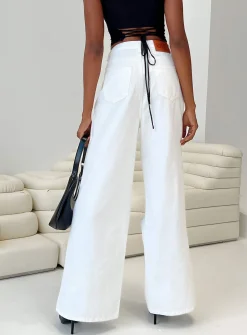 Princess Polly Chavez Wide Leg Jeansdenim   White Online