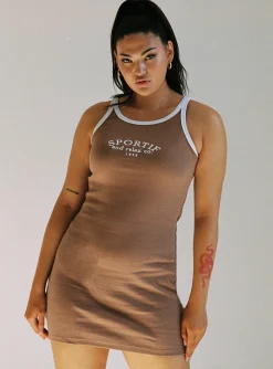 Princess Polly Cheerleader Mini Dress Brown Clearance