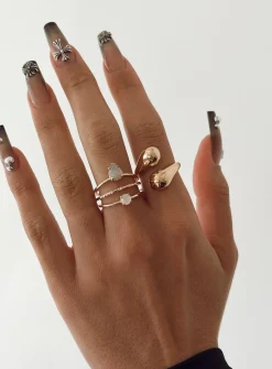 Princess Polly Chelo Ring Set  Gold Flash Sale