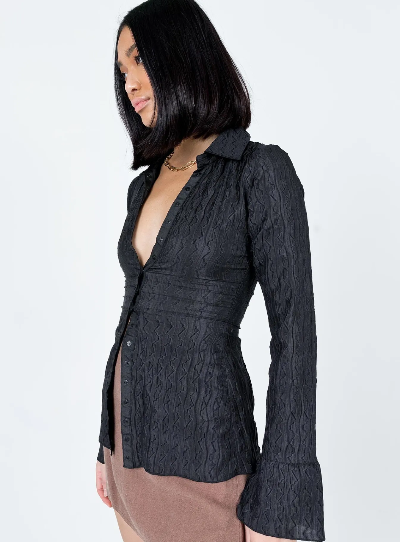 Princess Polly Chrisley Shirt Black Hot