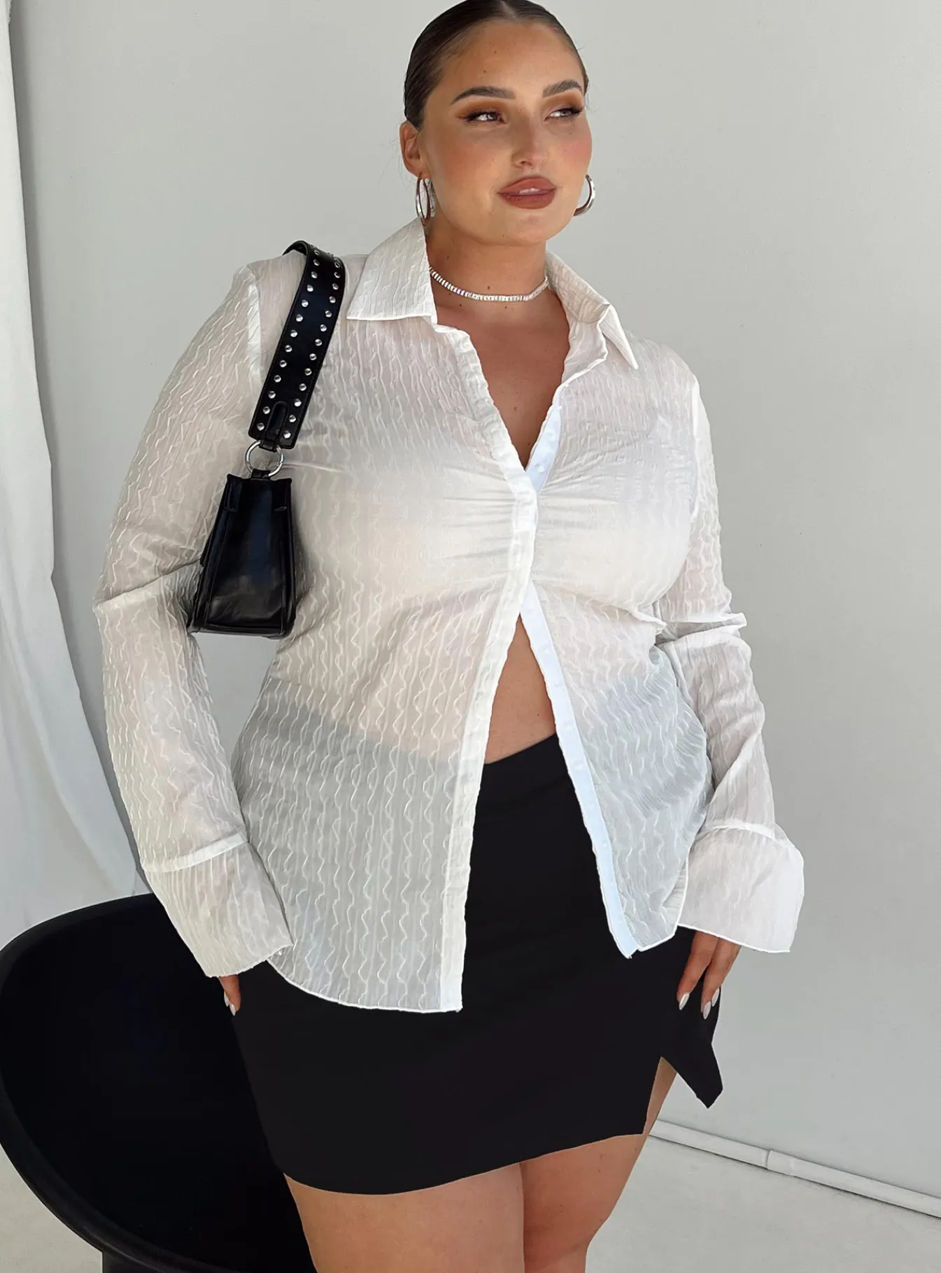 Princess Polly Chrisley Shirtcurve White Clearance