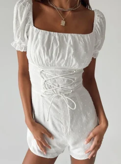 Princess Polly Cinzia Romper  White Flash Sale