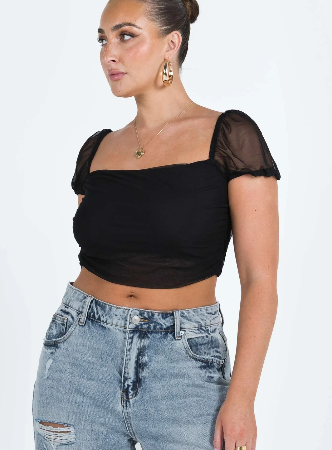 Princess Polly City Lights Crop Top Black Cheap
