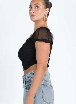 Princess Polly City Lights Crop Top Black Cheap