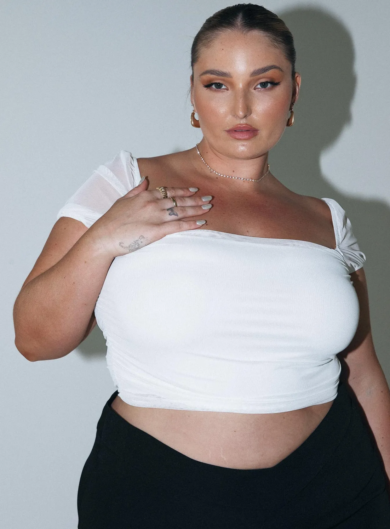 Princess Polly City Lights Crop Topcurve White Best Sale