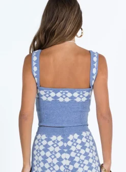 Princess Polly Cizzi Geo Knit Top  Blue / White Online