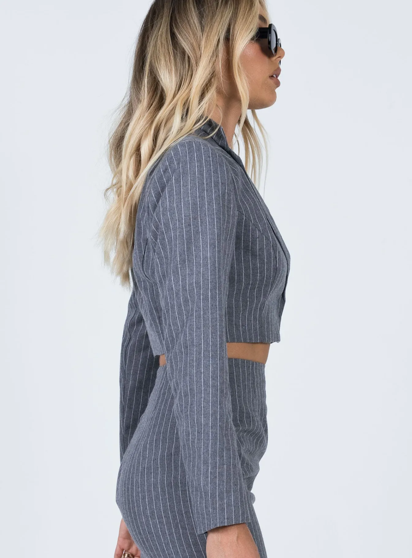 Princess Polly Claremont Cropped Blazer Grey Hot