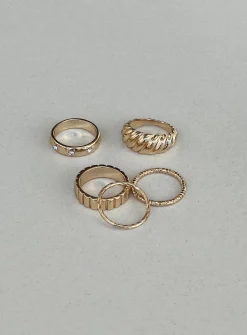 Princess Polly Claremont Ring Pack   Gold Fashion