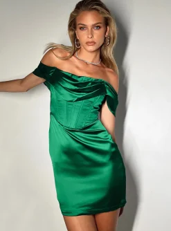 Princess Polly Clarkson Mini Dress Green Shop