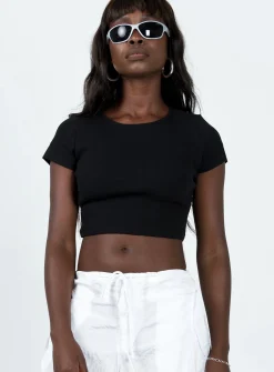 Princess Polly Classic Crop Tee Black New