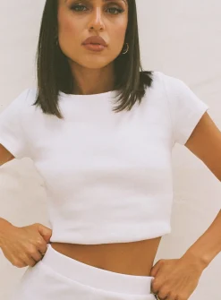 Princess Polly Classic Crop Teepetite   White Flash Sale