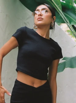 Princess Polly Classic Crop Teetall Black Clearance