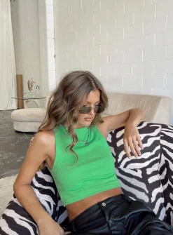 Princess Polly Classic Tank Top  Green Shop