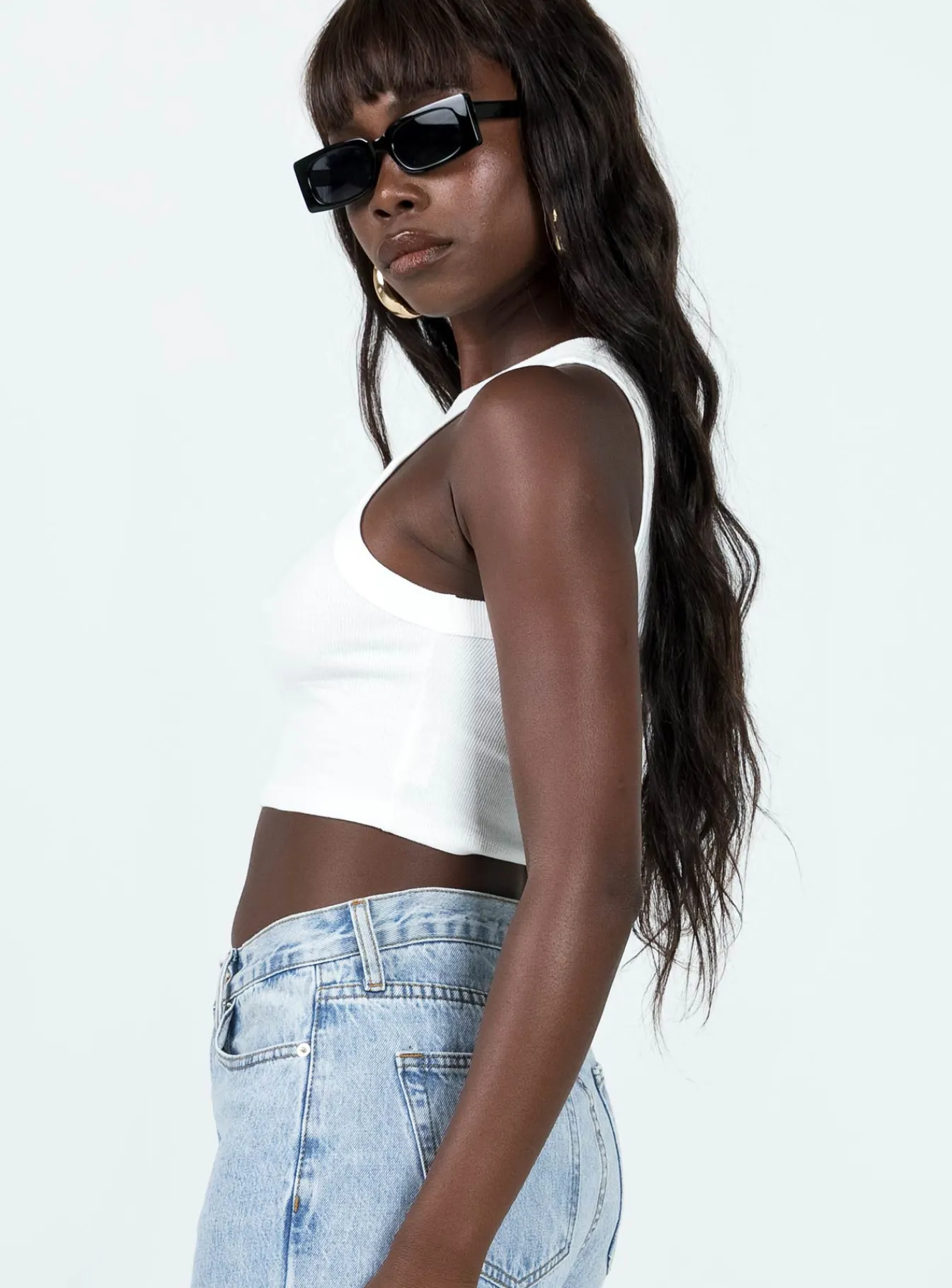Princess Polly Classic Tank Toptall White Flash Sale