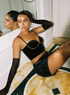 Princess Polly Claude Diamante Mini Skirt  Black Outlet