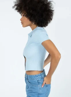 Princess Polly Clayton Top  Blue Best Sale