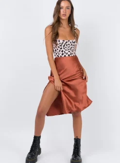 Princess Polly Cleo Lavoe Midi Skirt  Rust Discount