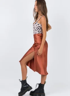 Princess Polly Cleo Lavoe Midi Skirt  Rust Discount