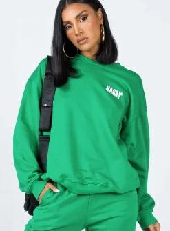 Princess Polly Club Basic Crewneck Sweatshirt  Green Cheap