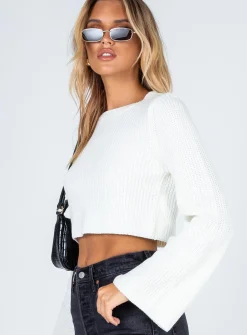 Princess Polly Coastline Cropped Sweater  White Discount