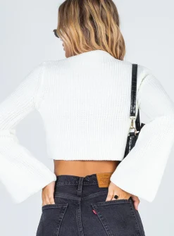 Princess Polly Coastline Cropped Sweater  White Discount