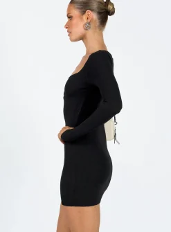 Princess Polly Colbert Long Sleeve Mini Dress  Black Best Sale