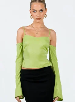 Princess Polly Cold Shoulder Top Green New