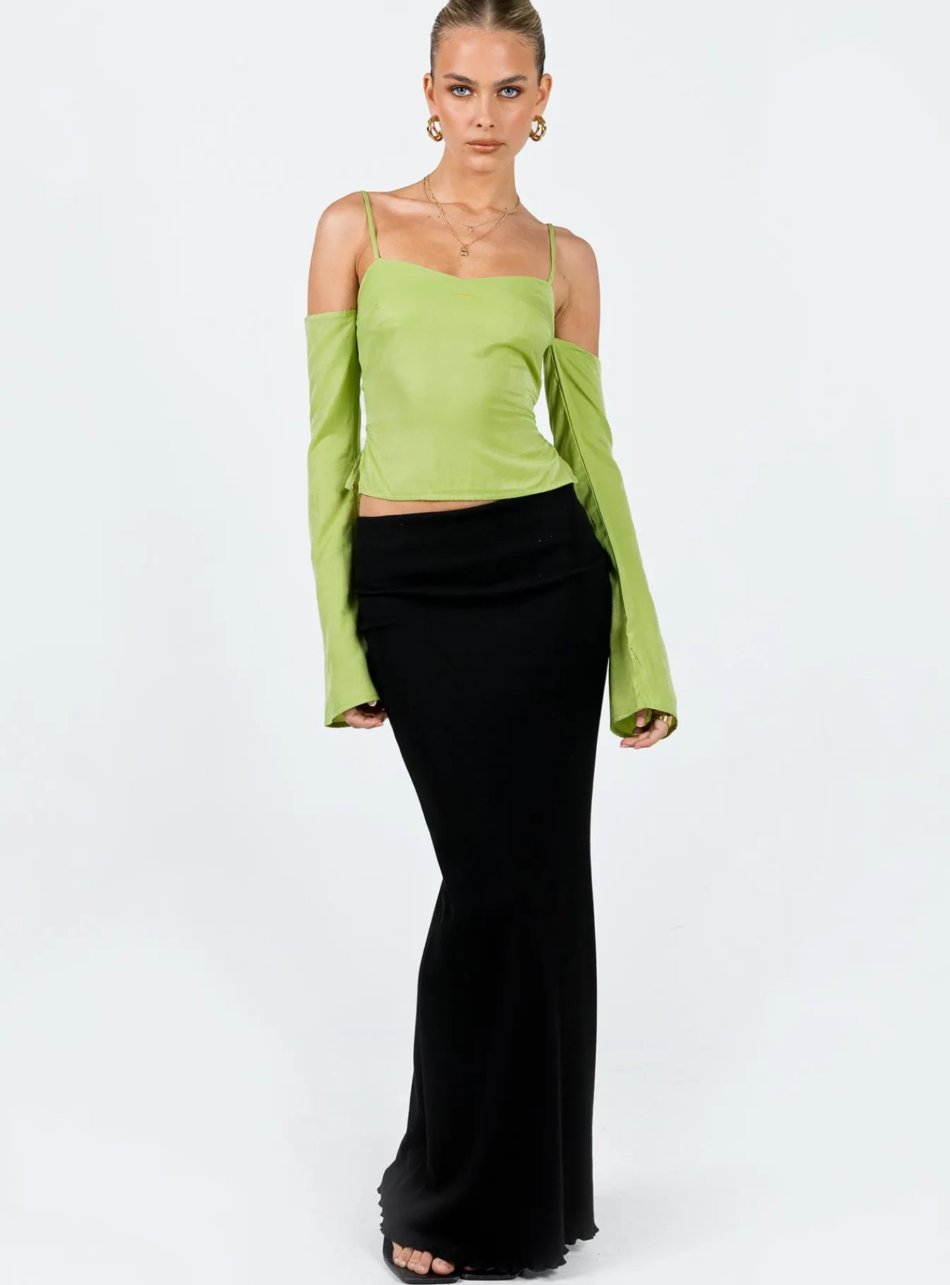 Princess Polly Cold Shoulder Top Green New