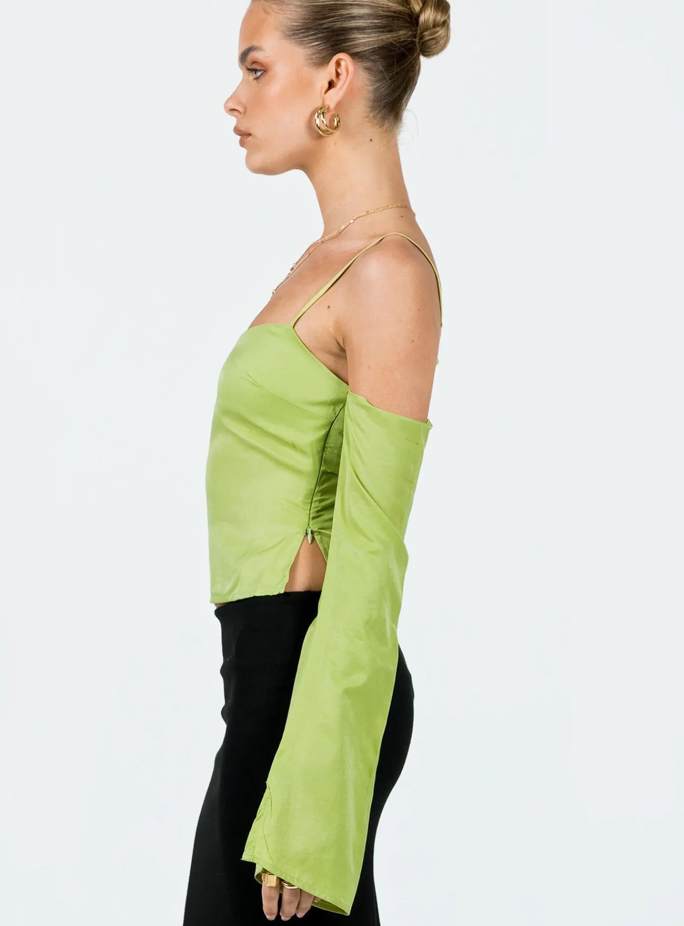 Princess Polly Cold Shoulder Top Green New