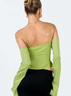 Princess Polly Cold Shoulder Top Green New