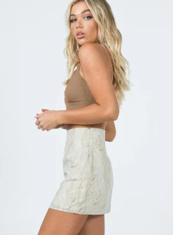 Princess Polly Collins Mini Skirt  Beige Flash Sale