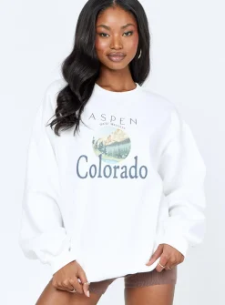 Princess Polly Colorado Oversized Crewneck Sweatshirt  White Online