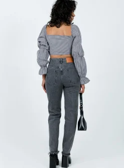 Princess Polly Connecticut Straight Leg Jeans Washed Black Sale