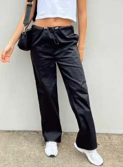 Princess Polly Connels Parachute Pants  Black Sale