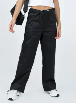 Princess Polly Connels Parachute Pants  Black Sale