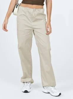 Princess Polly Connels Parachute Pants  Beige Clearance