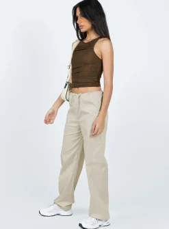 Princess Polly Connels Parachute Pants  Beige Clearance