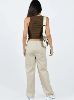 Princess Polly Connels Parachute Pants  Beige Clearance
