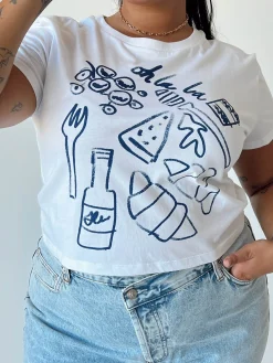 Princess Polly Continental Breakfast Teecurve   White Fashion