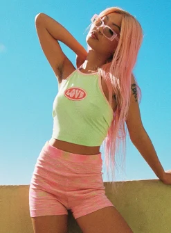 Princess Polly Cooper Space Dye Knit Shorts  Pink Outlet