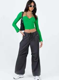 Princess Polly Coppola Long Sleeve Top  Green Best Sale