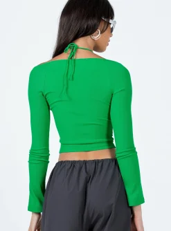 Princess Polly Coppola Long Sleeve Top  Green Best Sale
