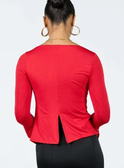 Princess Polly Corabelle Tie Up Top  Red Flash Sale
