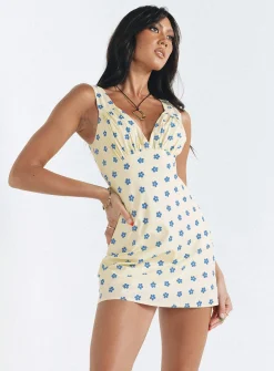 Princess Polly Cordero Mini Dress  Yellow Floral Best