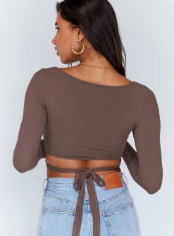 Princess Polly Corey Long Sleeve Top Brown Outlet