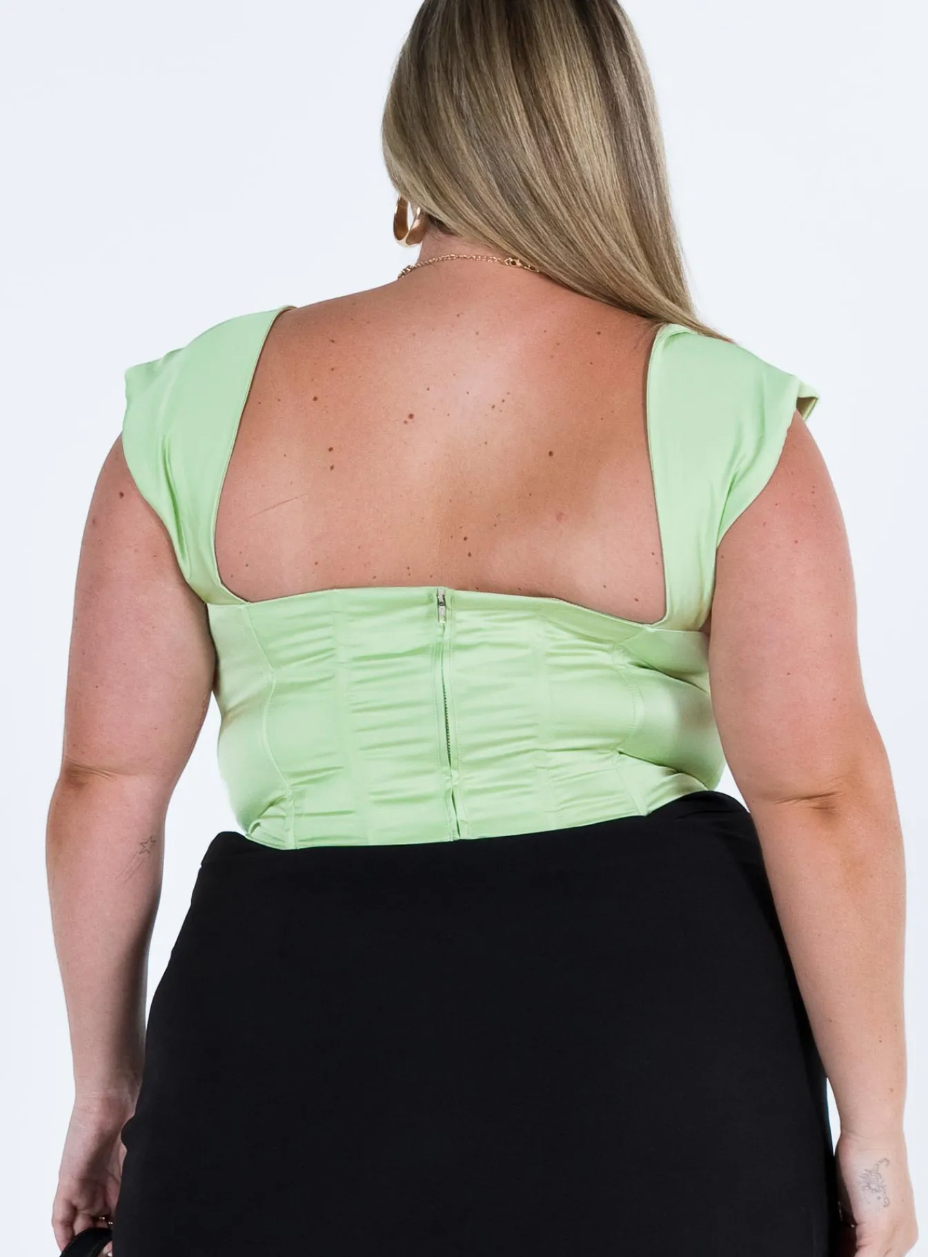 Princess Polly Cornell Satin Corset Topcurve Green Discount