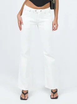 Princess Polly Corso Low Rise Jeans  White Online