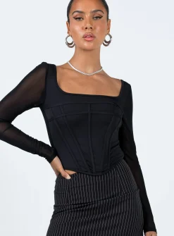 Princess Polly Costello Long Sleeve Top  Black Fashion