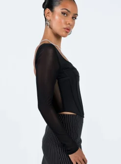 Princess Polly Costello Long Sleeve Top  Black Fashion