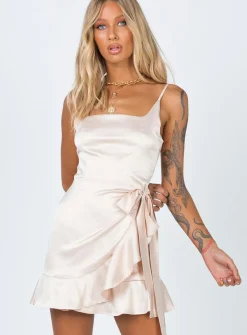 Princess Polly Cottage Hill Mini Dress  Champagne Best
